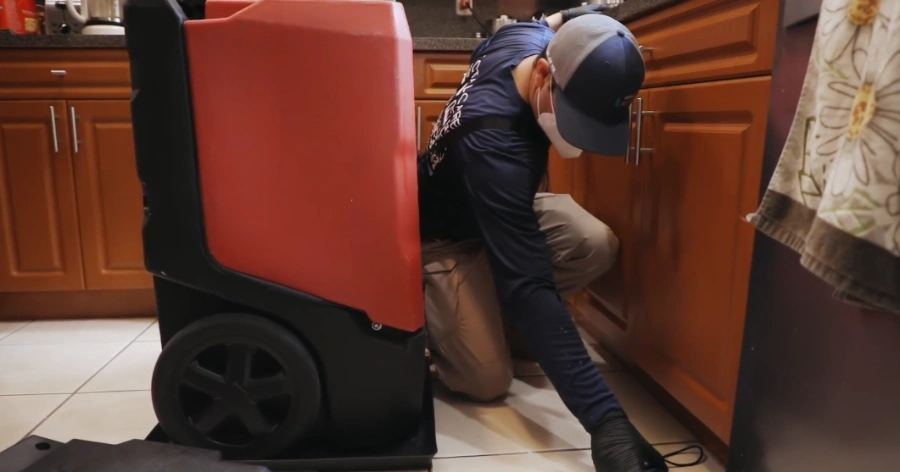 Water heater failure kitchen dehumidifier Bellevue WA